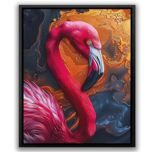 Vibrant Flamingo - Gold Black And Pink Canvas Print