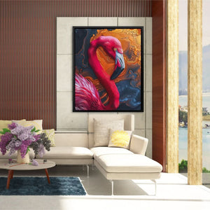 Vibrant Flamingo - Contemporary Wall Art in Black Frame