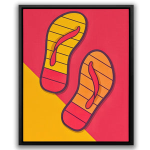 Vibrant Flip Flops - Orange Canvas Wall Art