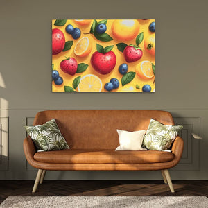 Vibrant Fruit Illustration - Modern Colorful Canvas Wall Art