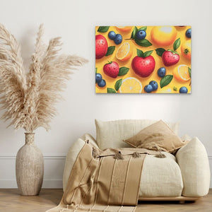 Vibrant Fruit Illustration - Large Modern Canvas Print