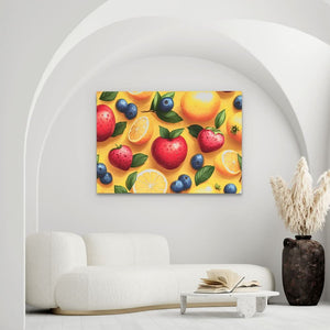 Vibrant Fruit Illustration - Colorful Fruits & Vegetables Canvas Print