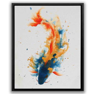 Vibrant Pond Fish - Zen Wall Art in Black Frame