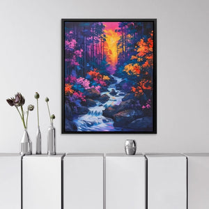 Violet Stream - Sunset Wall Art in Black Frame
