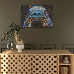 Walrus Mustache - Teal Wall Art