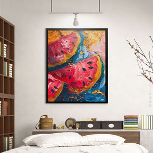 Watermelon Abstract - Abstract Wall Art in Black Frame