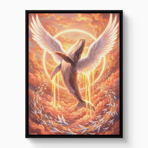 Whale Ascends Light — whale ascends light white studio framed black