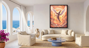 Whale Ascends Light — whale ascends light beachside couch livingroom 1port framed black