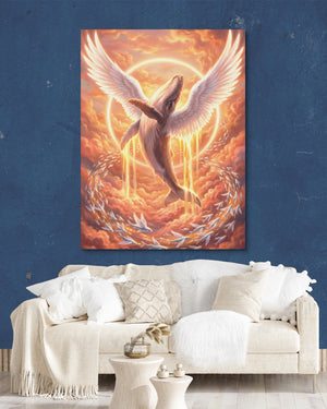 Whale Ascends Light — whale ascends light psd navy wall white lux couch 1port flush print