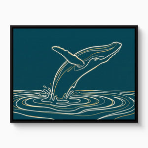 Whale Golden Breach โ whale golden breach white studio framed black