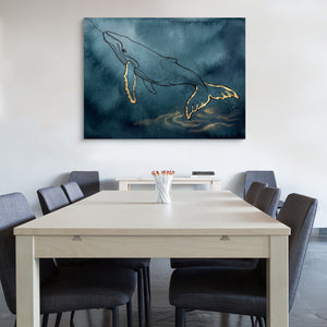 Whale Golden Depths โ whale golden depths sq office wall 1land flush print