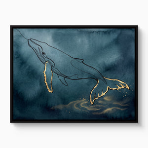 Whale Golden Depths โ whale golden depths white studio framed black