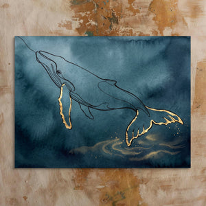 Whale Golden Depths โ whale golden depths sq bed 1 clay beige 1land flush print