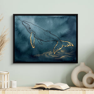 Whale Golden Depths โ whale golden depths sq book table 1land framed black