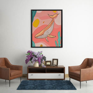 Whale in Pink Sea - Luxury Wall Art