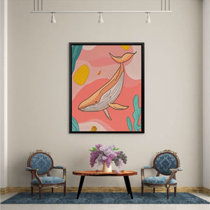 Whale in Pink Sea - Luxury Wall Art
