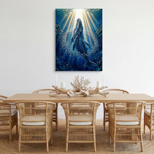 Whales Sunlit Depths — whales sunlit depths sq cozy dining room 1port flush print