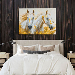 Whispering Horses - Gold Horse Canvas Print