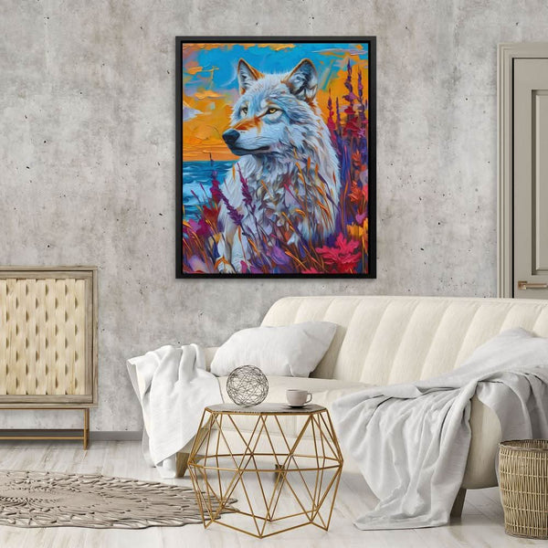 White Wolf Gazing in a room