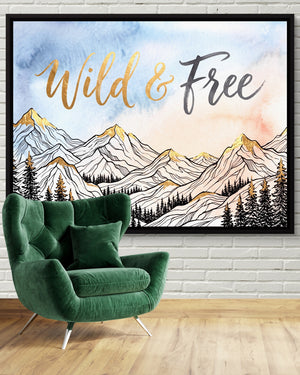 Wild And Free โ wild and free psd white brick green chair 1land framed black