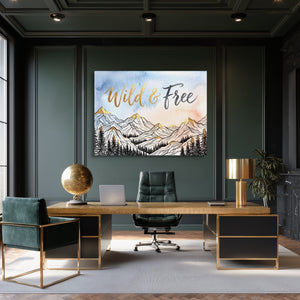 Wild And Free โ wild and free sq green office room 1land flush print