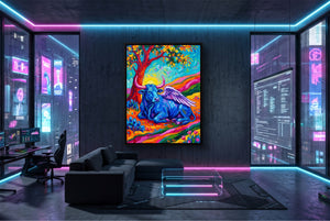 Winged Blue Cow - Luxury Wall Art
