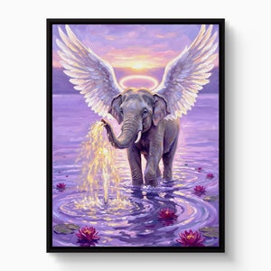 Winged Elephant Ascent โ winged elephant ascent white studio framed black
