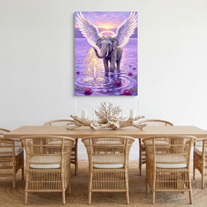 Winged Elephant Ascent โ winged elephant ascent sq cozy dining room 1port flush print