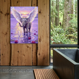 Winged Elephant Ascent โ winged elephant ascent sq outdoor bathroom log 1port flush print