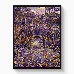Wisteria Garden Bridge โ wisteria garden bridge white studio framed black