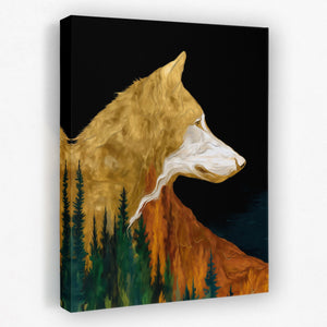 Wolf Amber Contemplation - Luxury Wall Art