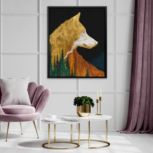Wolf Amber Contemplation - Luxury Wall Art