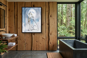 Wolf Howling Moon โ wolf howling moon wooden bathroom with window 1port framed black