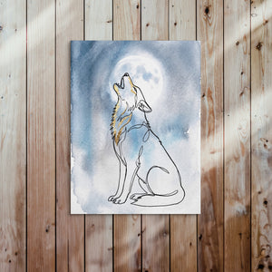 Wolf Howling Moon โ wolf howling moon sq bed 2 wood panel 1port flush print