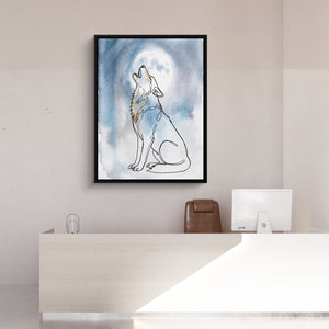 Wolf Howling Moon โ wolf howling moon sq reception desk 1port framed black