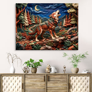 Wolf Howling Night โ wolf howling night sq beach cabinet 1land flush print