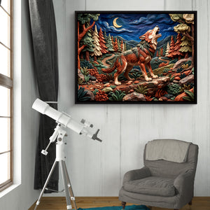 Wolf Howling Night โ wolf howling night sq space room 1land framed black