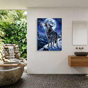 Wolf on Winter Ridge — wolf on winter ridge sq outdoor bathroom 1port flush print