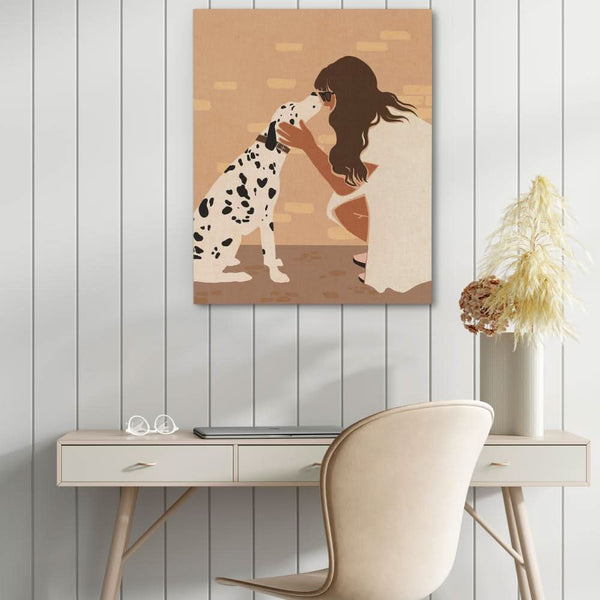 Woman and Dalmatian in a room