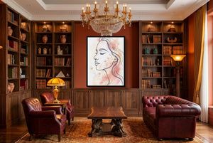 Woman Blushing Serenity โ woman blushing serenity living room interior 2 1port framed black