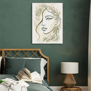 Woman Golden Leaves โ woman golden leaves sq green bed 1port flush print