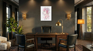 Woman Golden Peony โ woman golden peony office interior with desk 1port flush print