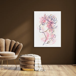 Woman Golden Peony โ woman golden peony sq brown room 1port flush print
