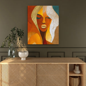 Woman in Copper - Feminine Wall Art in Black Frame