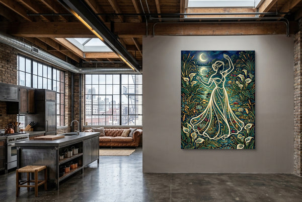 Woman Moonlit Dance in a room