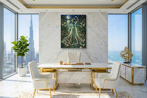 Woman Moonlit Dance โ woman moonlit dance office with city view 2 1port flush print