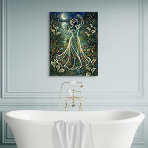 Woman Moonlit Dance โ woman moonlit dance sq luxury bathroom wall 1port flush print