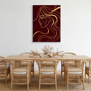 Woman Profile Gold - Luxury Wall Art