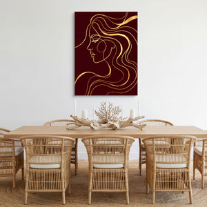 Woman Profile Gold โ woman profile gold sq cozy dining room 1port flush print