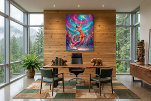 Woman's Tennis Serve โ woman's tennis serve office with wooden desk 1port flush print
